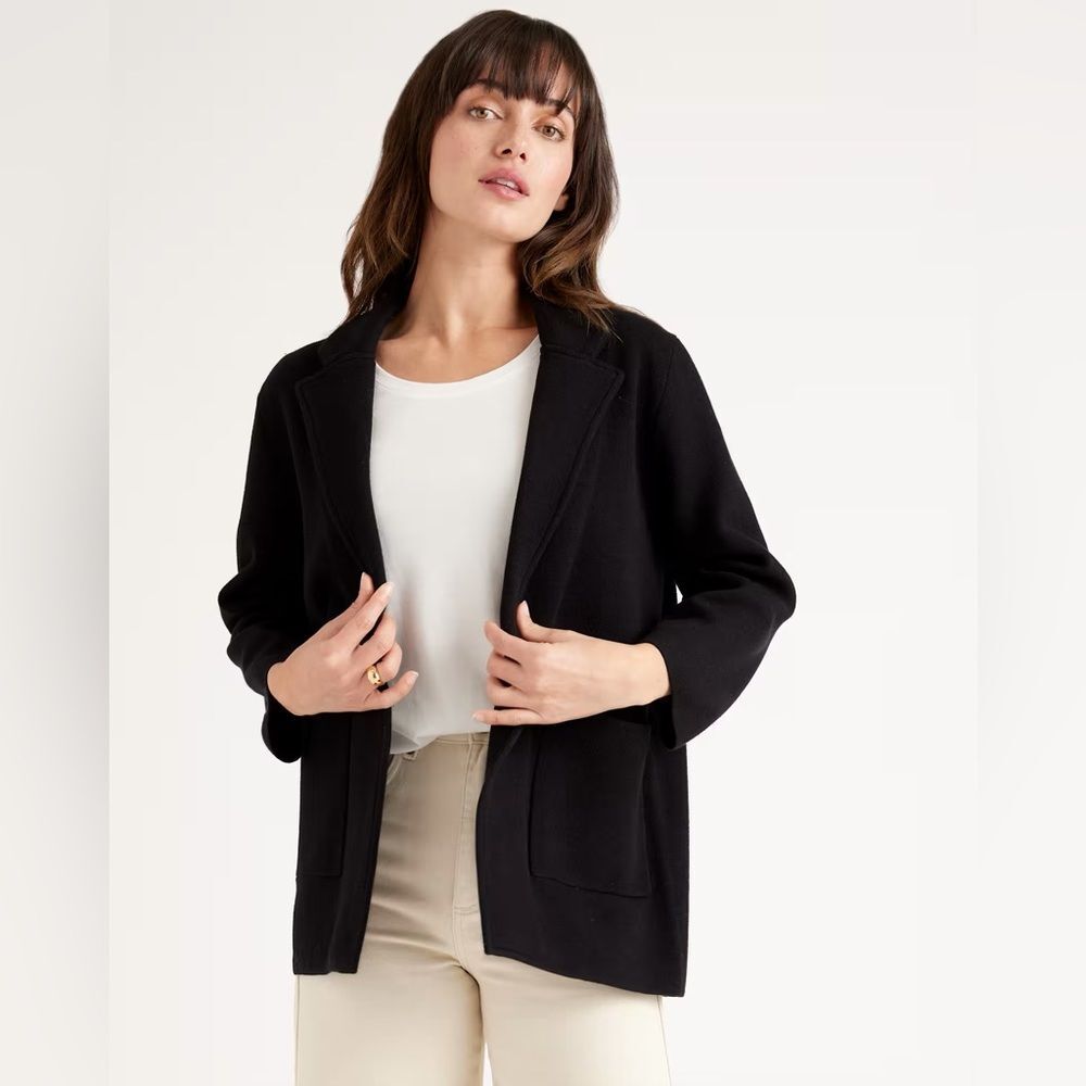 NWT*** Quince 100% Organic Cotton Knit Blazer Black Size L